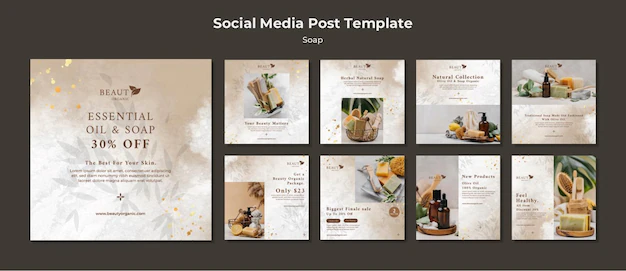 Free PSD | Soap social media posts template with photo