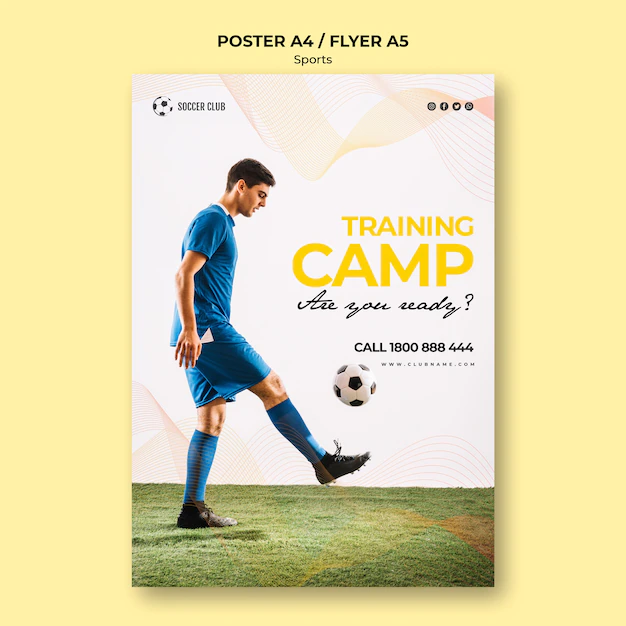 Free PSD | Soccer club training camp flyer