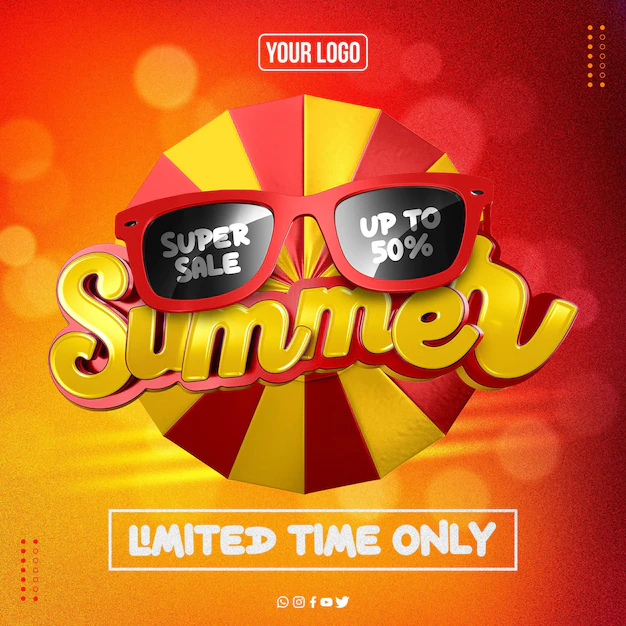 Free PSD | Social media feed great summer sale with up to 50 off for a limited time