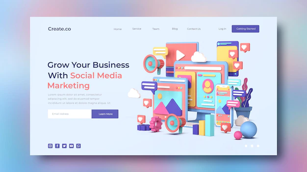 Free PSD | Social media marketing landing page template