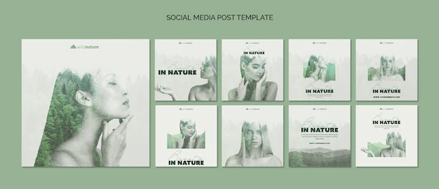 Free PSD | Social media post template concept with wild nature