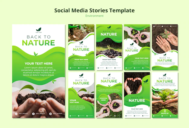 Free PSD | Social media stories template of nature