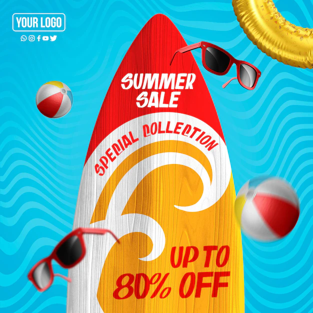 Free PSD | Social media summer sale special discount up to 80 off