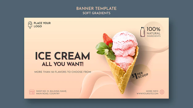 Free PSD | Soft gradient ice cream banner