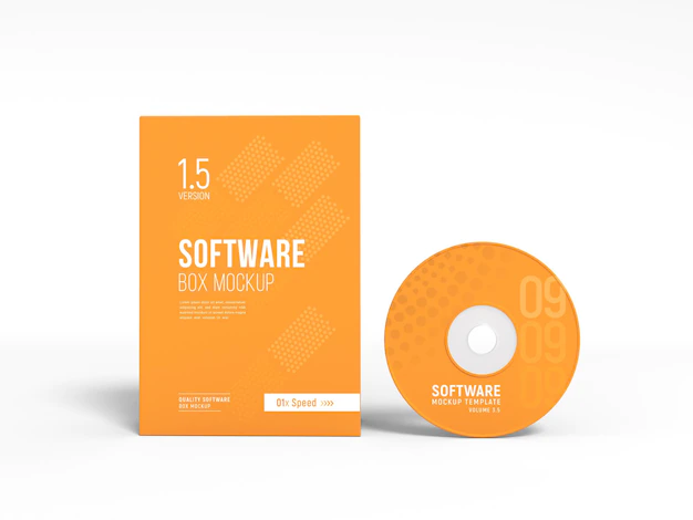 Free PSD | Software box and cd branding mockup