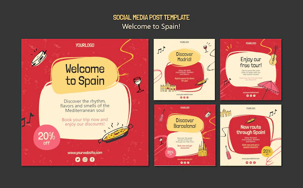 Free PSD | Spain culture posts template