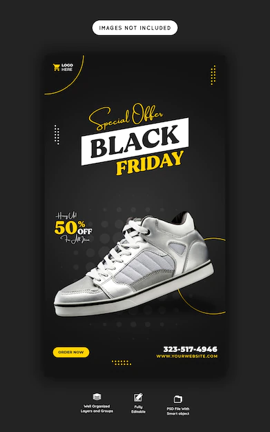 Free PSD | Special offer black friday instagram and facebook story banner template