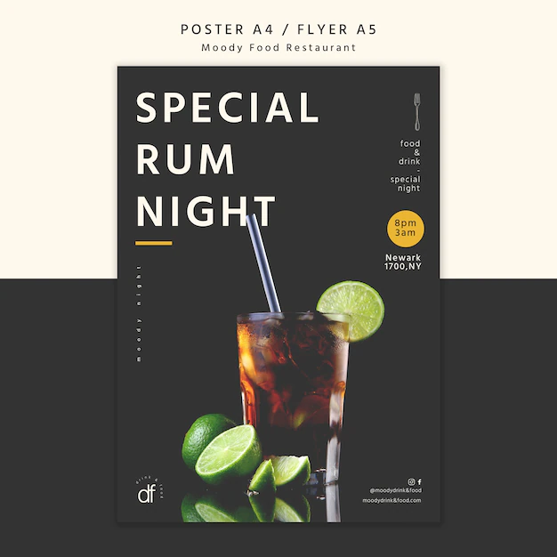Free PSD | Special rum night at the restaurant poster