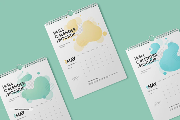 Free PSD | Spiral wall calendar mockup