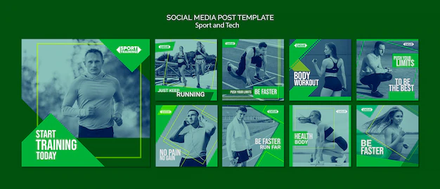 Free PSD | Sport and tech instagram posts template