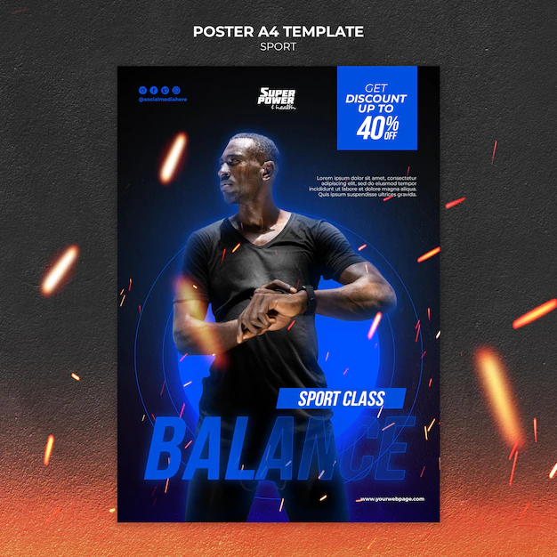 Free PSD | Sport class with discount poster template