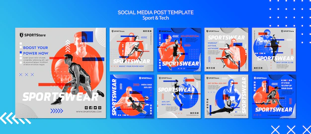 Free PSD | Sport & tech template for social media post