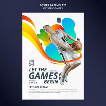 Free PSD | Sports competition vertical poster with photo