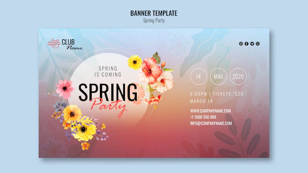 Free PSD | Spring party banner template