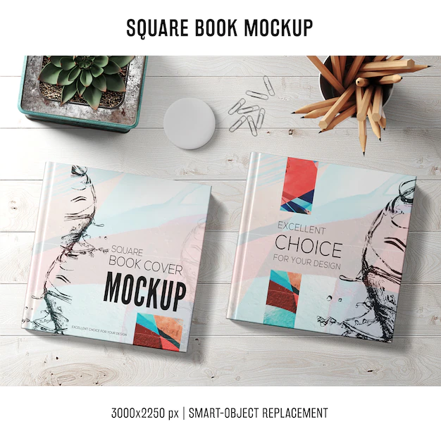 Free PSD | Square book mockup