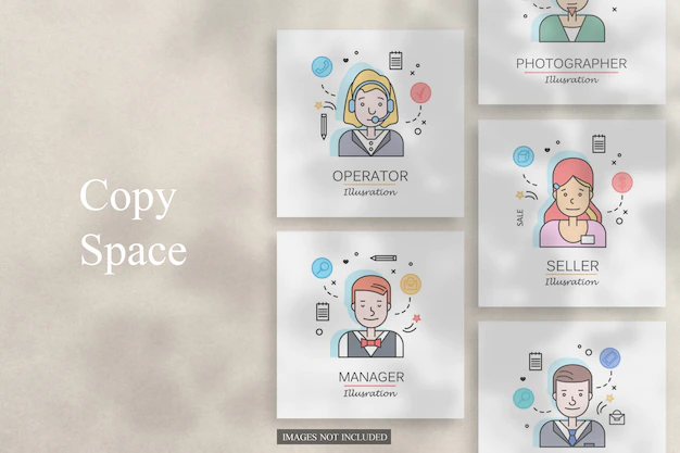 Free PSD | Square cards mockup