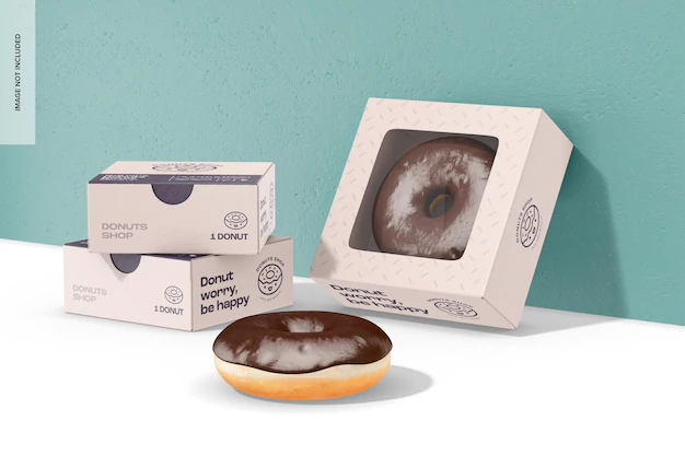 Free PSD | Square donut boxes mockup leaned