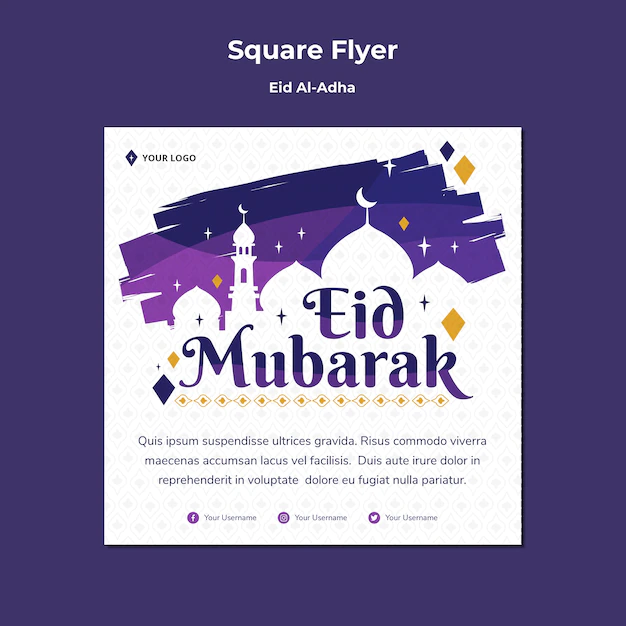 Free PSD | Square flyer for eid mubarak