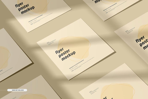 Free PSD | Square flyers mockup with shadow overlay