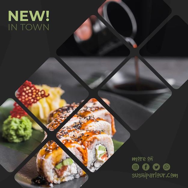 Free PSD | Square post template for japanese restaurant