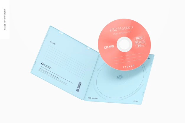 Free PSD | Squared plastic cd case mockup, floating