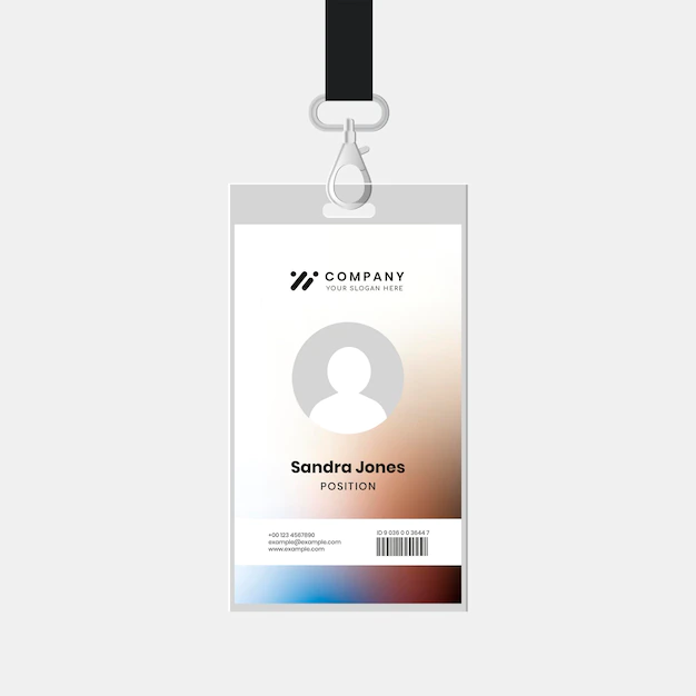 Free PSD | Staff id badge template psd for tech company corporate identity