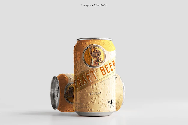 Free PSD | Standard size beer can mockup with condensation effect
