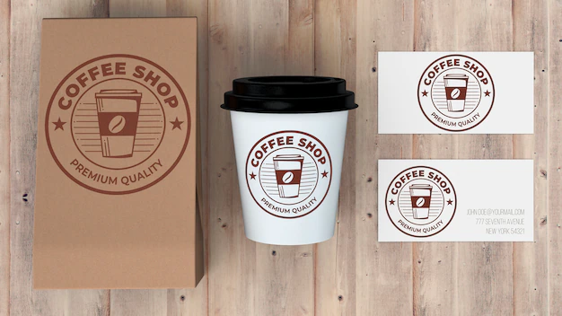 Free PSD | Stationery mockup for coffee shop