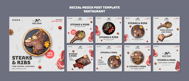 Free PSD | Steak restaurant template social media post