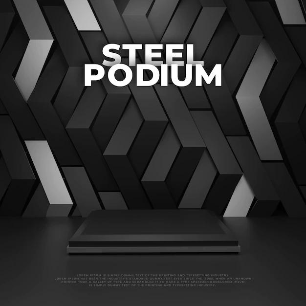 Free PSD | Steel siver pattern podium product display
