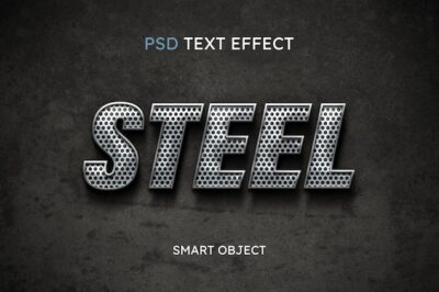 Free PSD | Steel text style effect