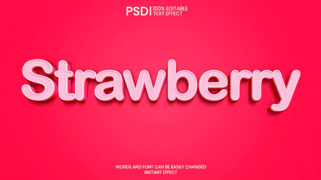 Free PSD | Strawberry 3d text effect