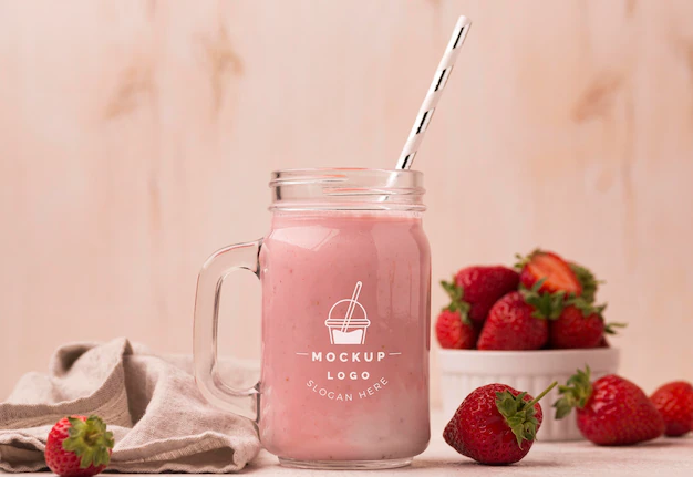 Free PSD | Strawberry smoothie healthy beverage