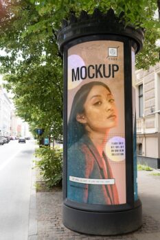 Free PSD | Street advertising with woman photo