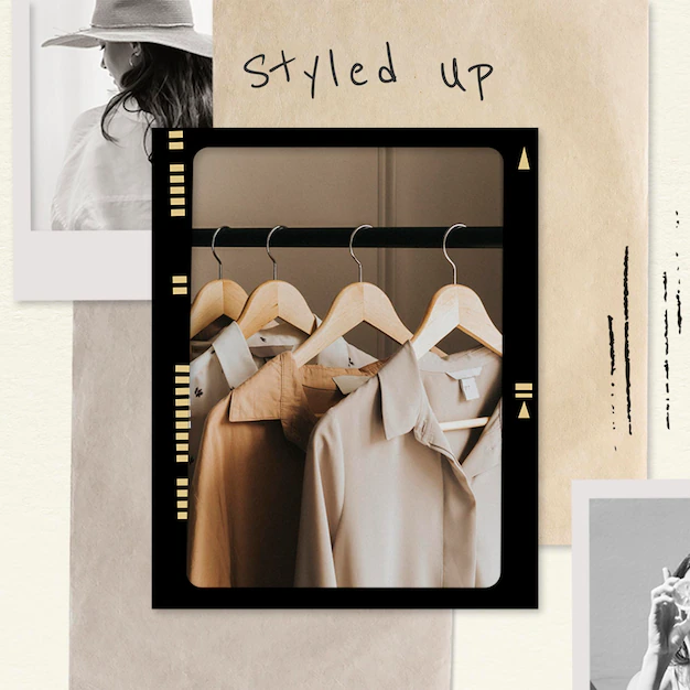 Free PSD | Styled up collage template psd fashion social media post in earth tone