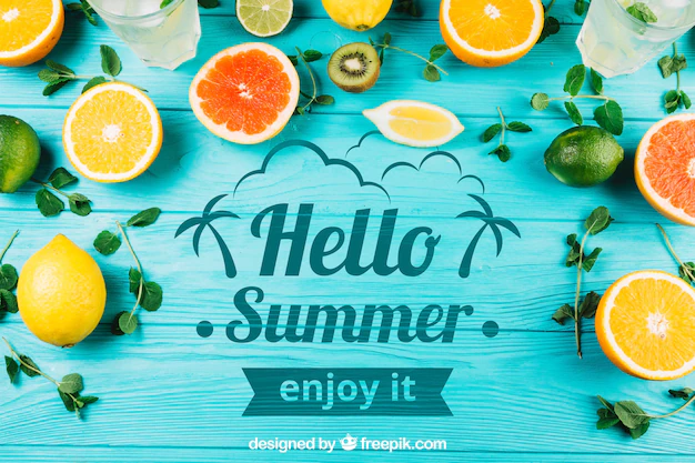 Free PSD | Summer composition with fruits and copyspace