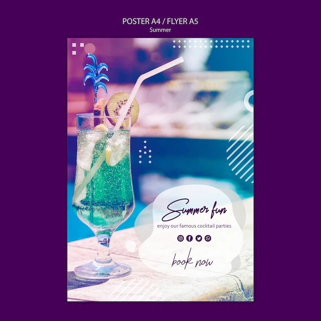 Free PSD | Summer fun flyer template with photo