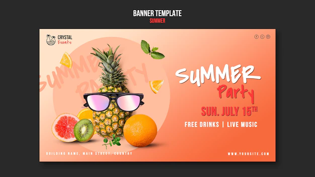 Free PSD | Summer horizontal banner template