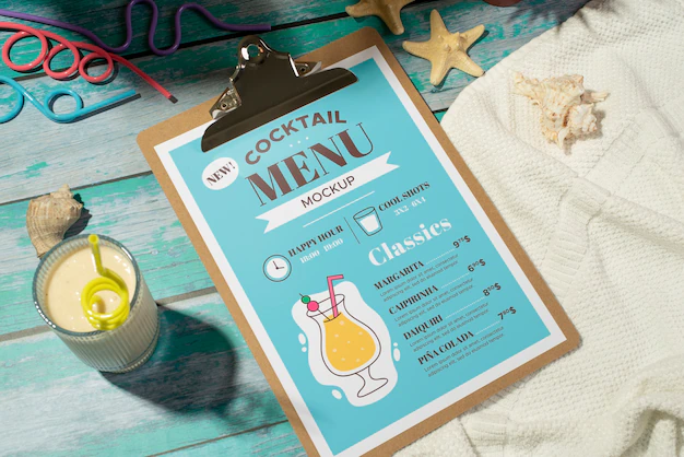 Free PSD | Summer menu mockup design