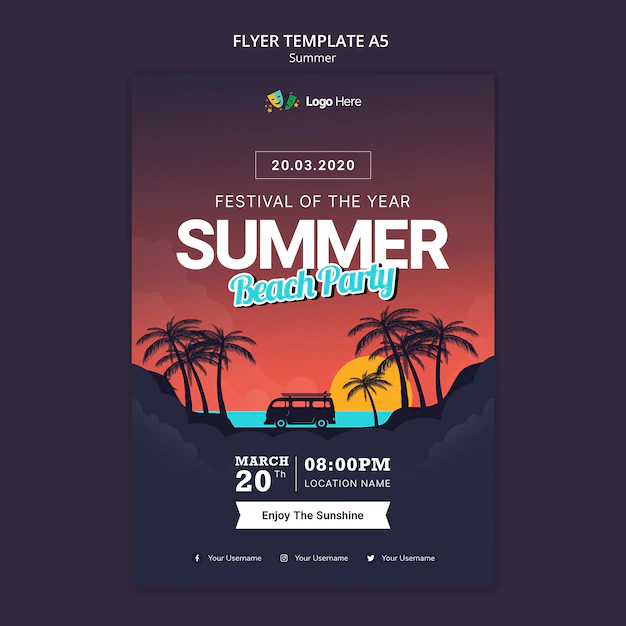 Free PSD | Summer party flyer template