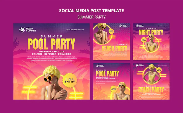 Free PSD | Summer party instagram stories collection