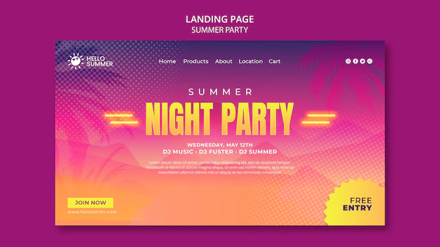 Free PSD | Summer party landing page template