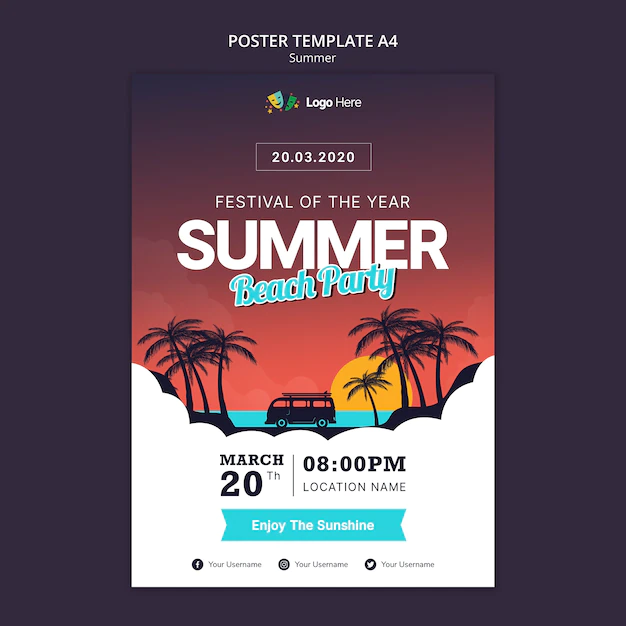 Free PSD | Summer party poster template