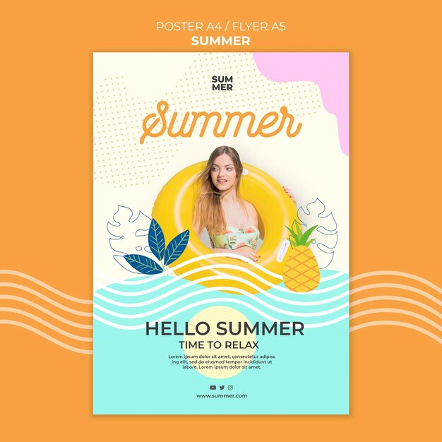 Free PSD | Summer print template with photo