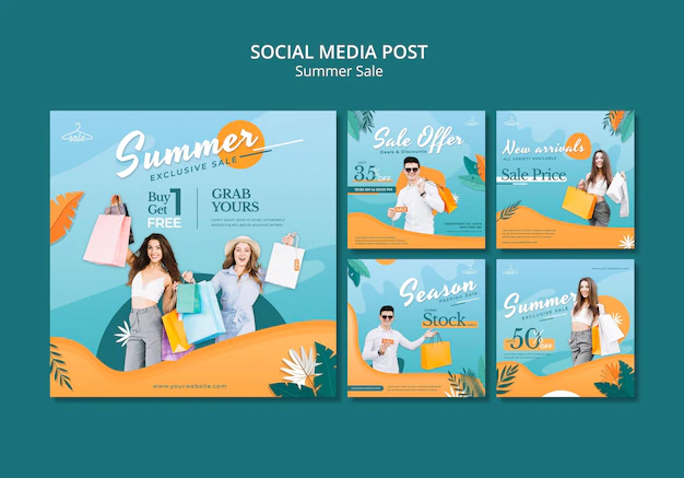 Free PSD | Summer sales social media posts