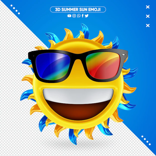 Free PSD | Sun emoji with summer glasses