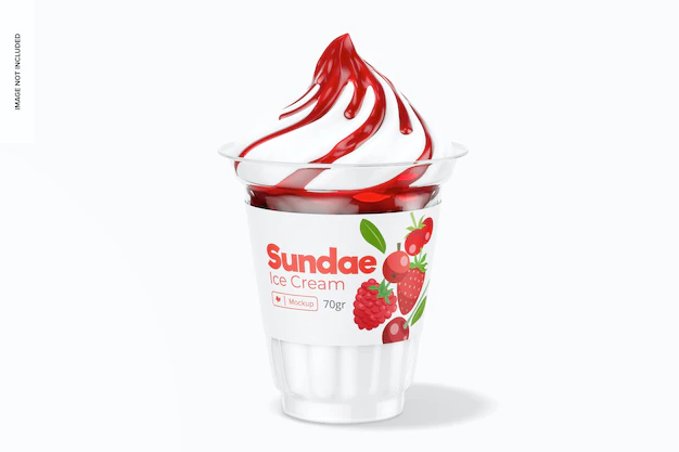 Free PSD | Sundae ice cream cup mockup, front view
