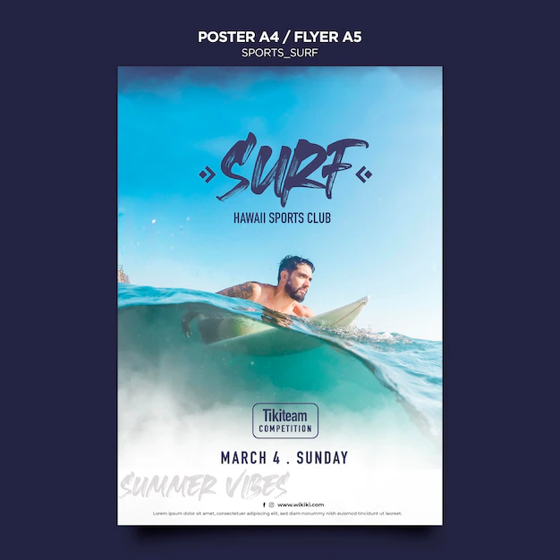 Free PSD | Surf classes poster template
