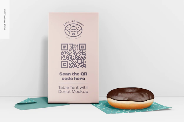 Free PSD | Table tent with donut mockup