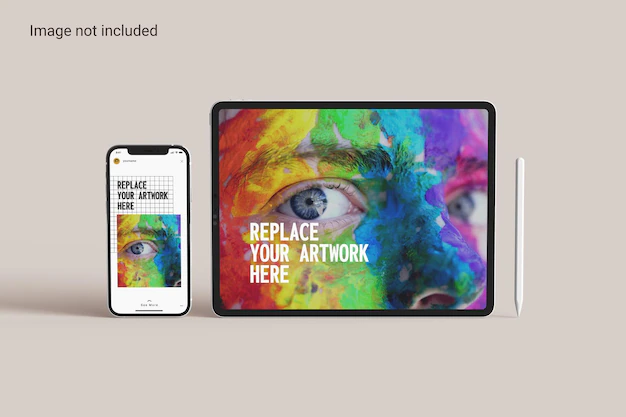 Free PSD | Tablet screen with smartphone mockup
